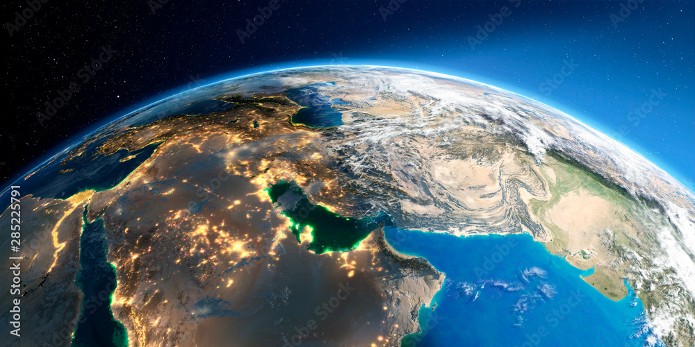 Detailed Earth. Persian Gulf countries