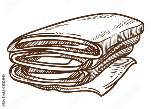 Tailor shop or atelier, fabrics or textile pile isolated sketch