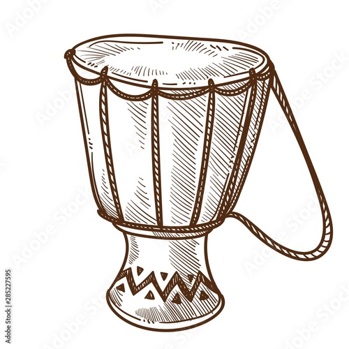 Tom tom or drum isolated sketch, musical instrument