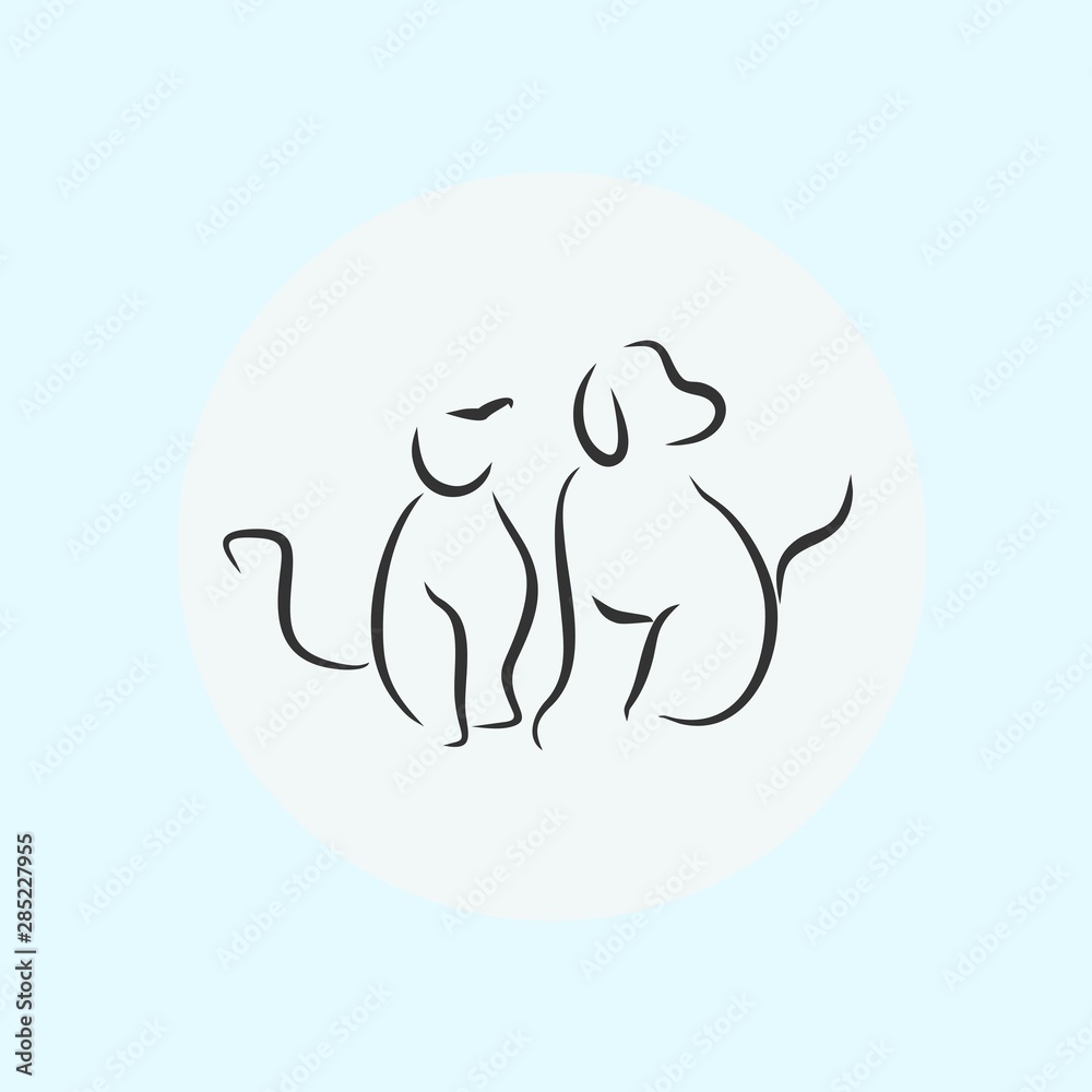 cat dog icon vector line illustration cat dog icon vector line illustration