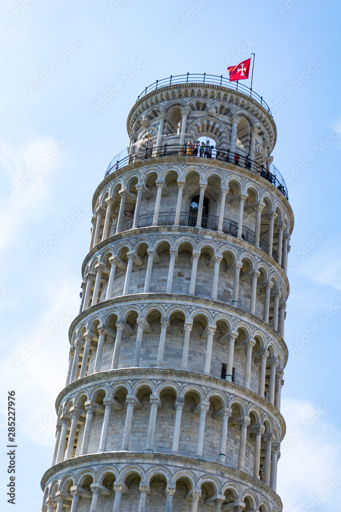 The Leaning Tower of Pisa, Italy. It is one of the most popular tourist attractions in Tuscany.