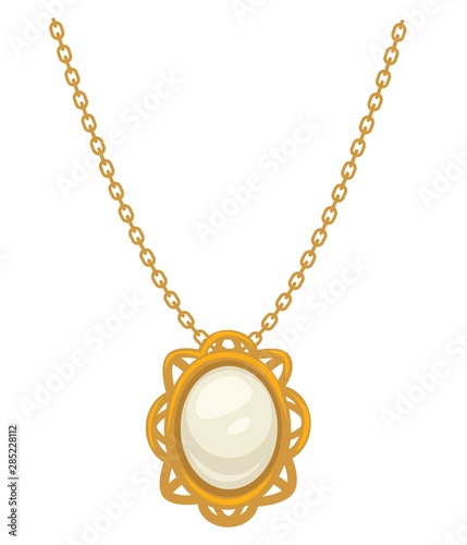 Pendant or necklace of gold with pearl, 1910s style, isolated jewelry
