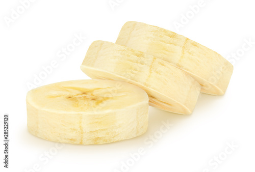 Cutted banana isolated on a white background.