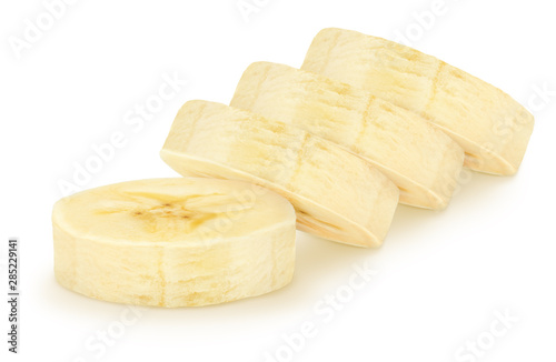 Cutted banana isolated on a white background.