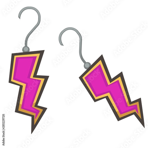 Female 1980s style earrings, accessory or jewelry, lightning shape