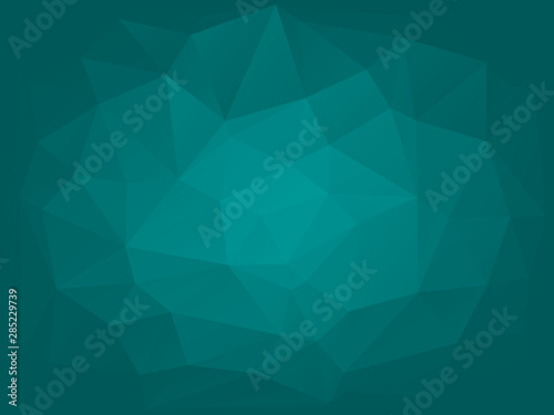 Teal low poly background. Triangular pattern, modern design. Geometric gradient background, origami style. Polygonal mosaic template with place for content. Vector illustration, geometric style.