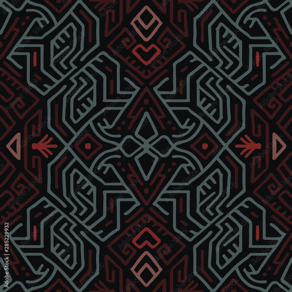 Tribal Decorative Doodle Lines Seamless Pattern