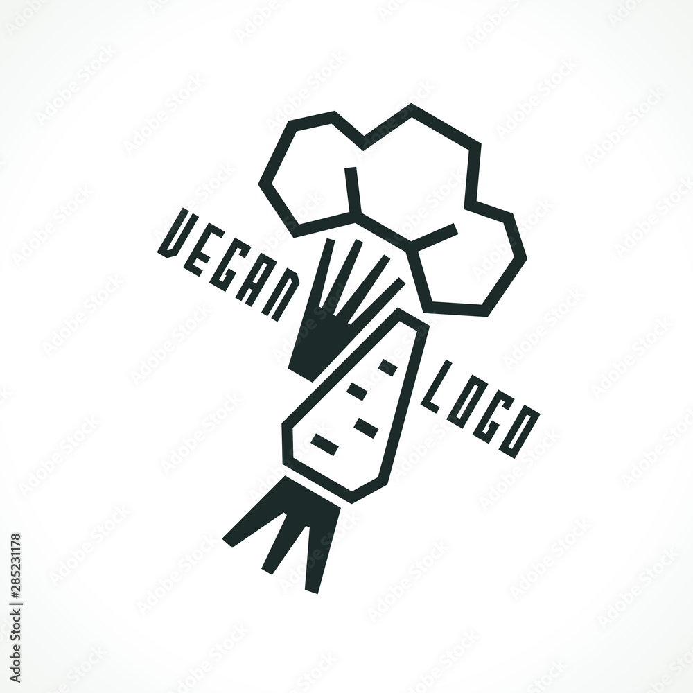 vector logo with broccoli and carrot. Modern Icon for company brand. Vector Illustration. vector logo with broccoli and carrot. Modern Icon for company brand. Vector Illustration.