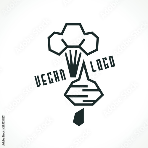 vector logo with broccoli and beet. Modern Icon for company brand. Vector Illustration.