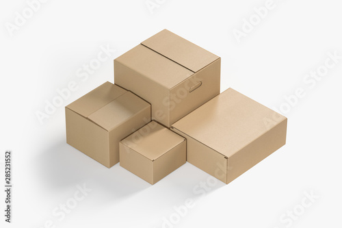 3d illustrator cardboard boxes isolated over white background