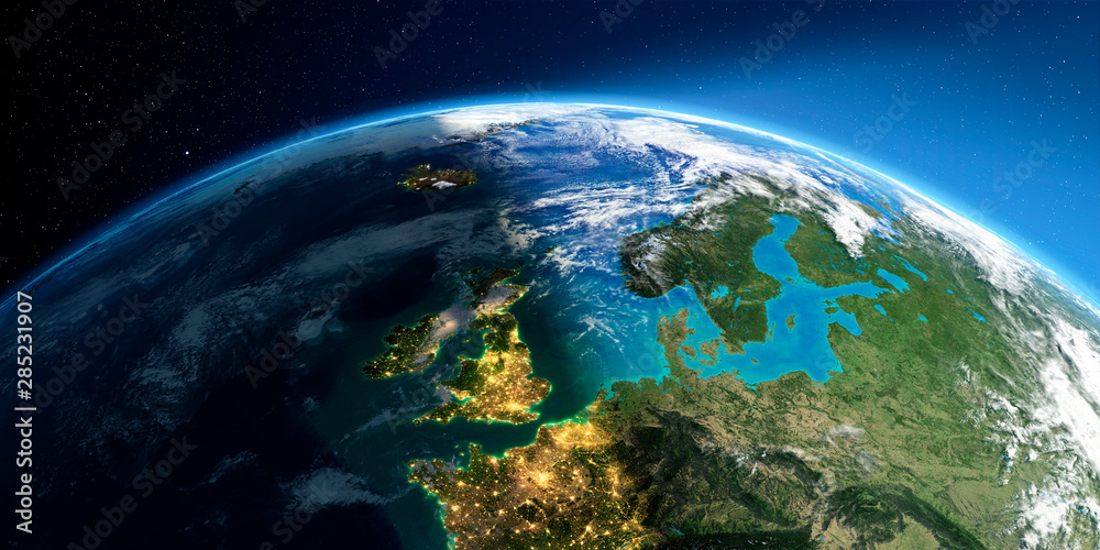 Obraz premium Detailed Earth. United Kingdom and the North Sea