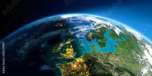 Detailed Earth. United Kingdom and the North Sea