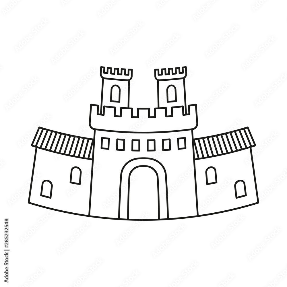 Line art black and white fairy tale castle gate Line art black and white fairy tale castle gate