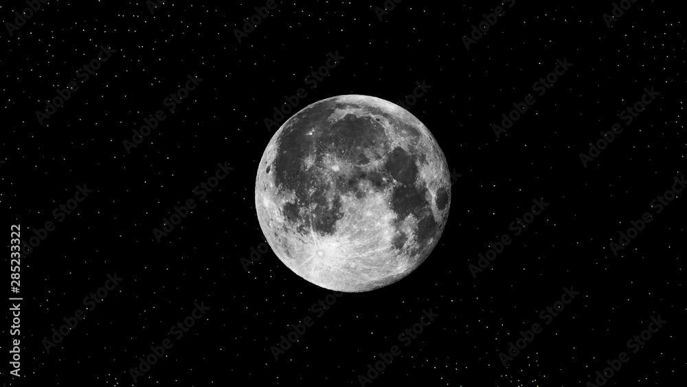 Obraz premium full moon on black dark background in space