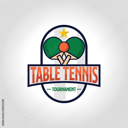 Table tennis badge sport logo design with bat and ball illustrations