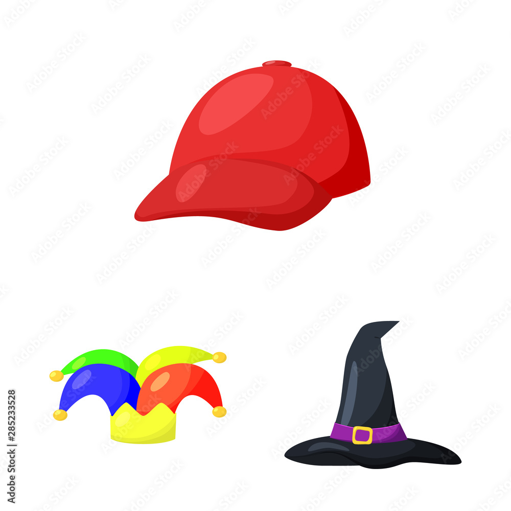 Isolated object of headgear and napper logo. Set of headgear and helmet vector icon for stock. Isolated object of headgear and napper logo. Set of headgear and helmet vector icon for stock.