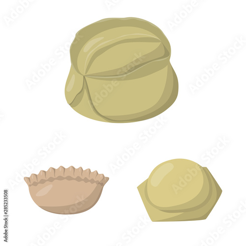 Vector design of dumplings and food symbol. Set of dumplings and stuffed vector icon for stock.