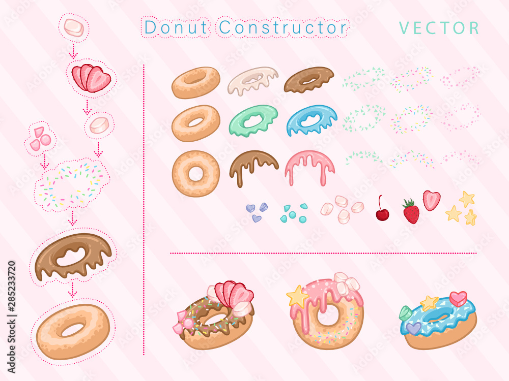 Fototapeta premium A set of parts for creating donuts