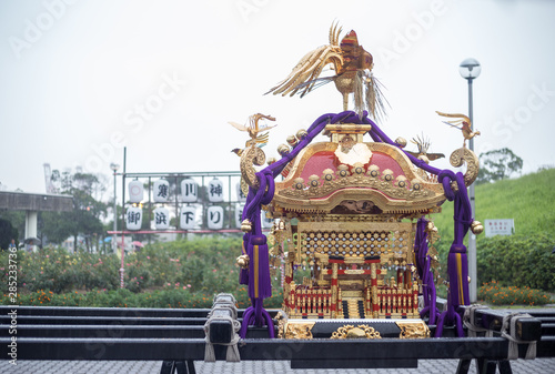 Chiba, Japan, 08/20/2019 , Samugawa Shrine's annual festival is held every year on 20th august . In the picture, the Mikoshi, a portable shrine that is carried around the city.