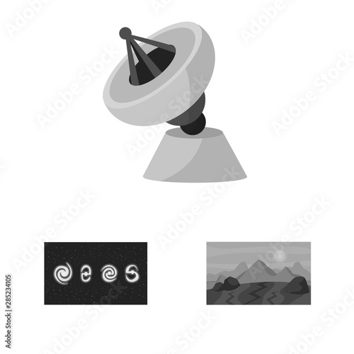 Vector design of universe and travels symbol. Collection of universe and cosmic stock vector illustration.