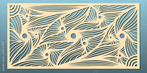 Laser cut panels, abstract geometric pattern.Template for  metal decorative cutout, wood carving, fretwork stencil, paper art