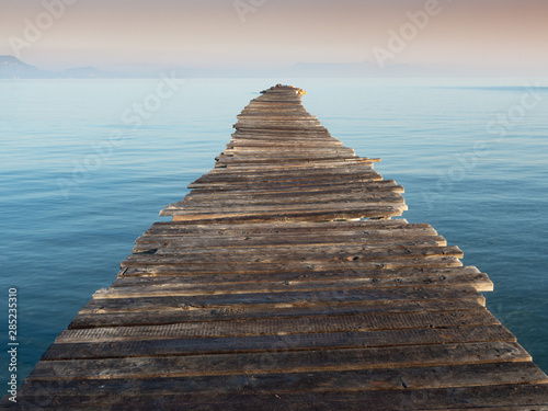 A jetty on the beaches of Lefkimmi in Greece