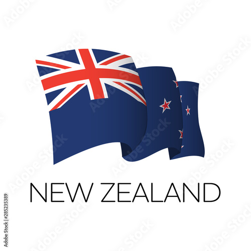 New Zealand vector flag. Waving flag of New Zealand. Oackland photo