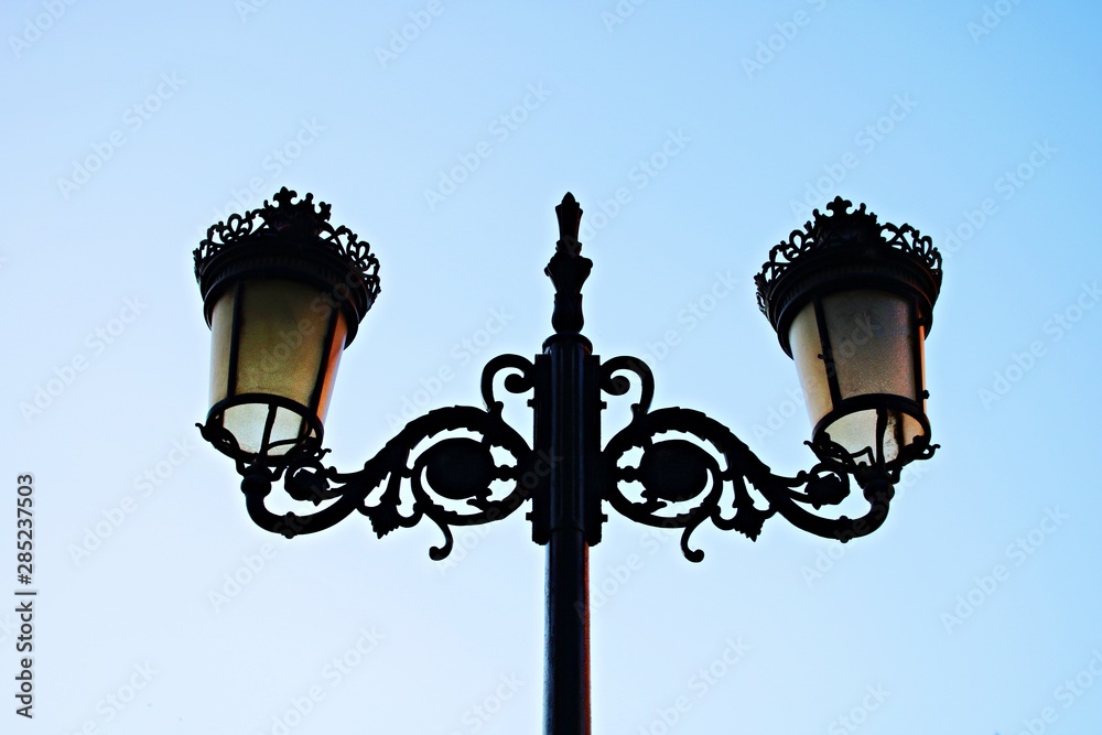 Old street lamps on the streets of the city as a reminder of years gone by