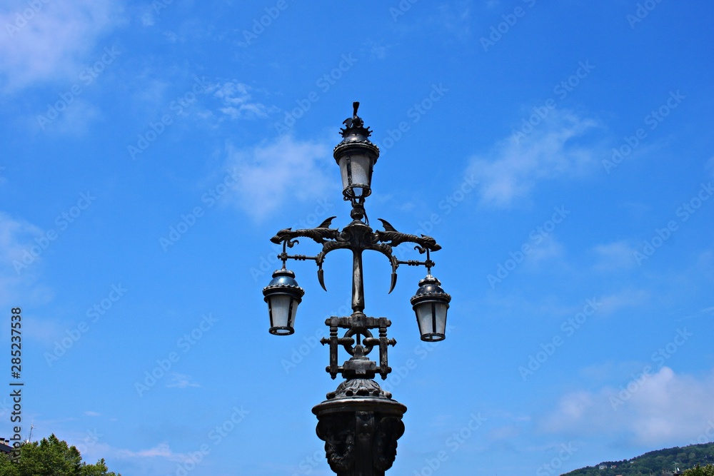 Old street lamps on the streets of the city as a reminder of years gone by