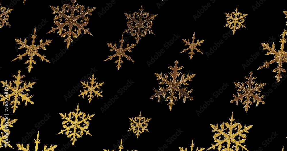 Golden snowflakes on black background. New year wallpaper. 3d render Golden snowflakes on black background. New year wallpaper. 3d render