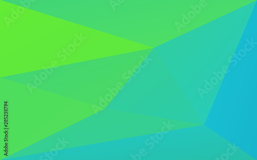 Ufo green and light blue gradient low poly background. Big triangles pattern,...