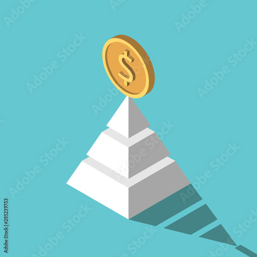 Isometric dollar coin, pyramid