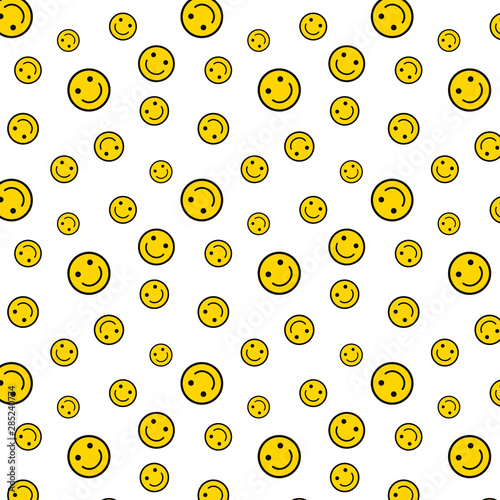 smile background. seamless pattern of Happy smiley face icon . Smiling Emoticon texture.