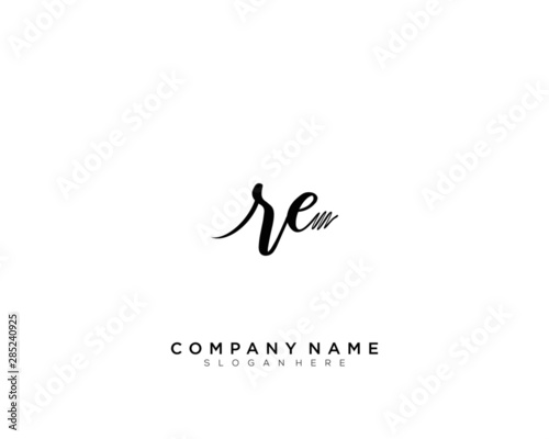 RE Initial Handwriting Logo Template Vector