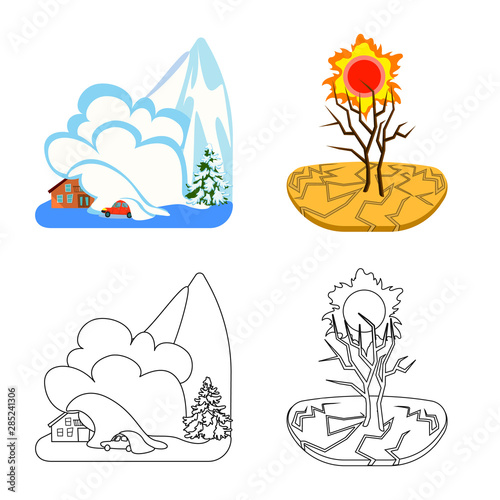 Isolated object of weather and distress sign. Set of weather and crash stock symbol for web.