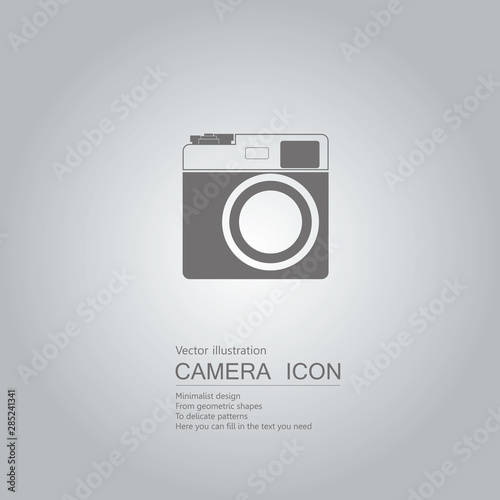 Vector drawn camera icon. The background is a gray gradient.