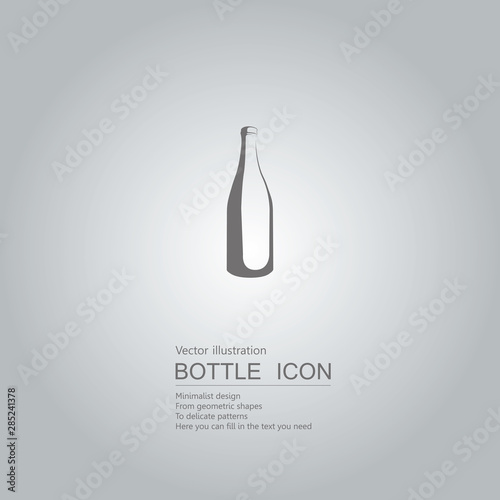 Vector drawn wine bottle icon. The background is a gray gradient.
