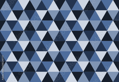Triangular seamless pattern.Low poly geometric background.Blue and gray color...