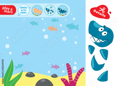 Wallpaper Mural Drawing Game Tutorial Shark Printable Template Vector Torontodigital.ca