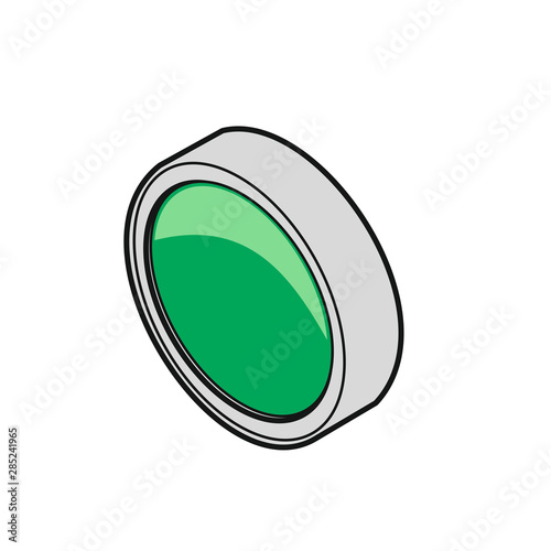 Button, grün/blanko, [coloriert]