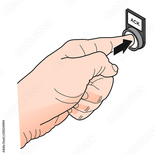 Button/Ack, mit Finger betätigt [coloriert]