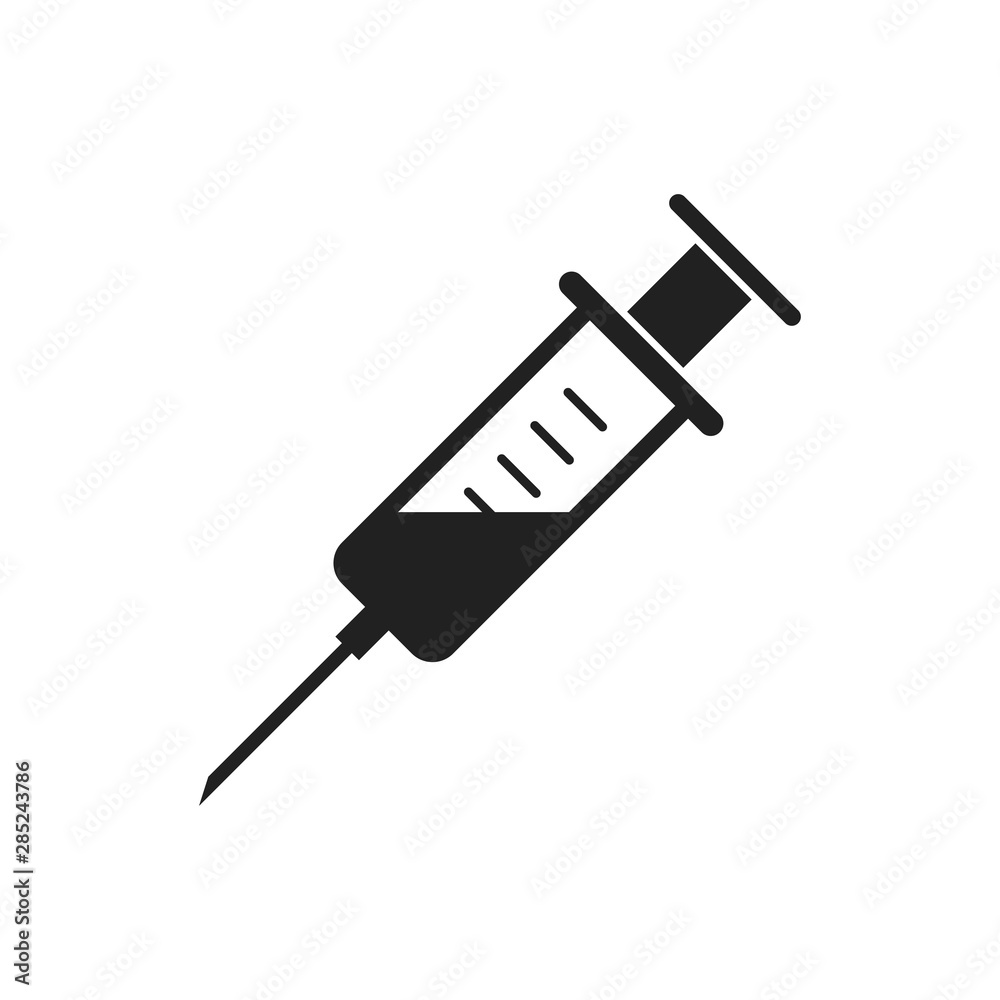 Fototapeta premium Injection Vector Icon. Medicine isolated icon. Vaccine sign. Pharmaceutic syringe concept.