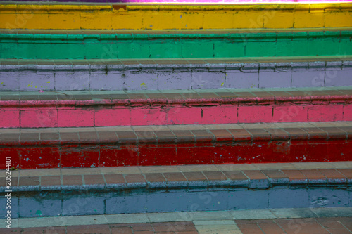 Photography rainbow colored urban staircase in Balat, Istanbul