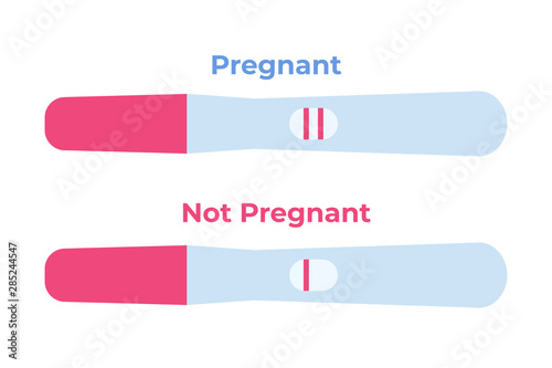 Pregnancy test positive, negative 2 lines. Vector illustration.
