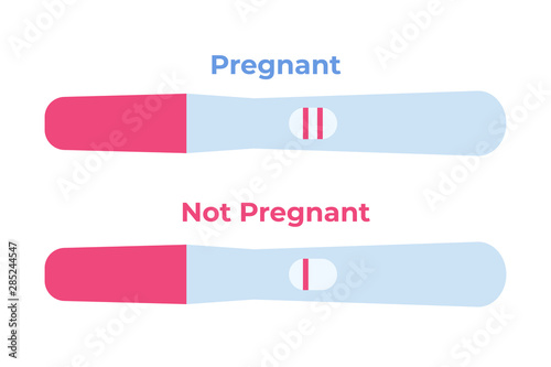 Pregnancy test positive, negative 2 lines. Vector  illustration.