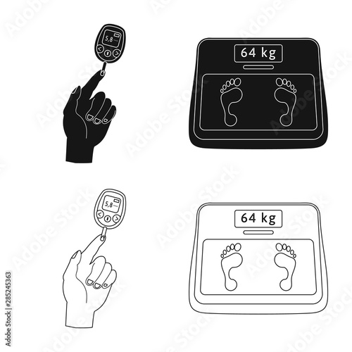 Vector design of diet and treatment icon. Collection of diet and medicine stock symbol for web.