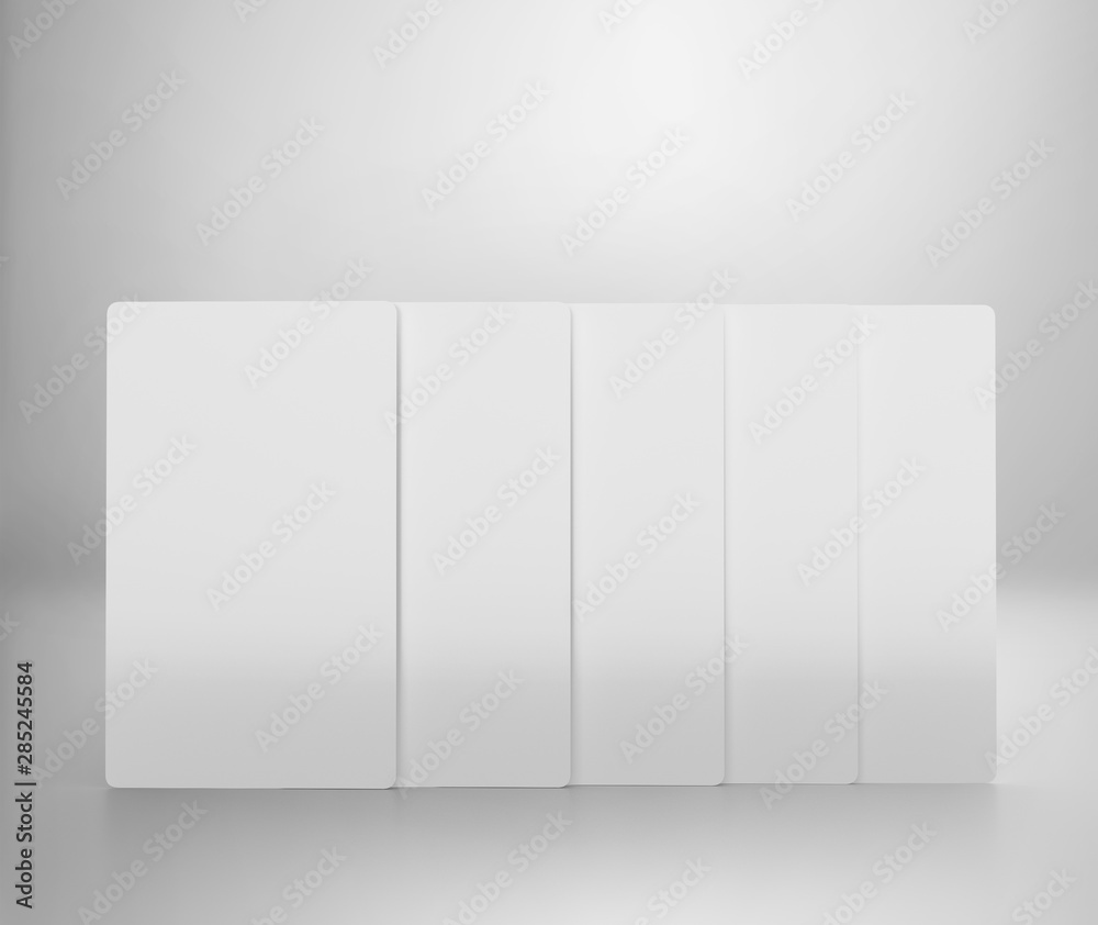 Tarot or playing card box with blank white cards, over light gray background Tarot or playing card box with blank white cards, over light gray background