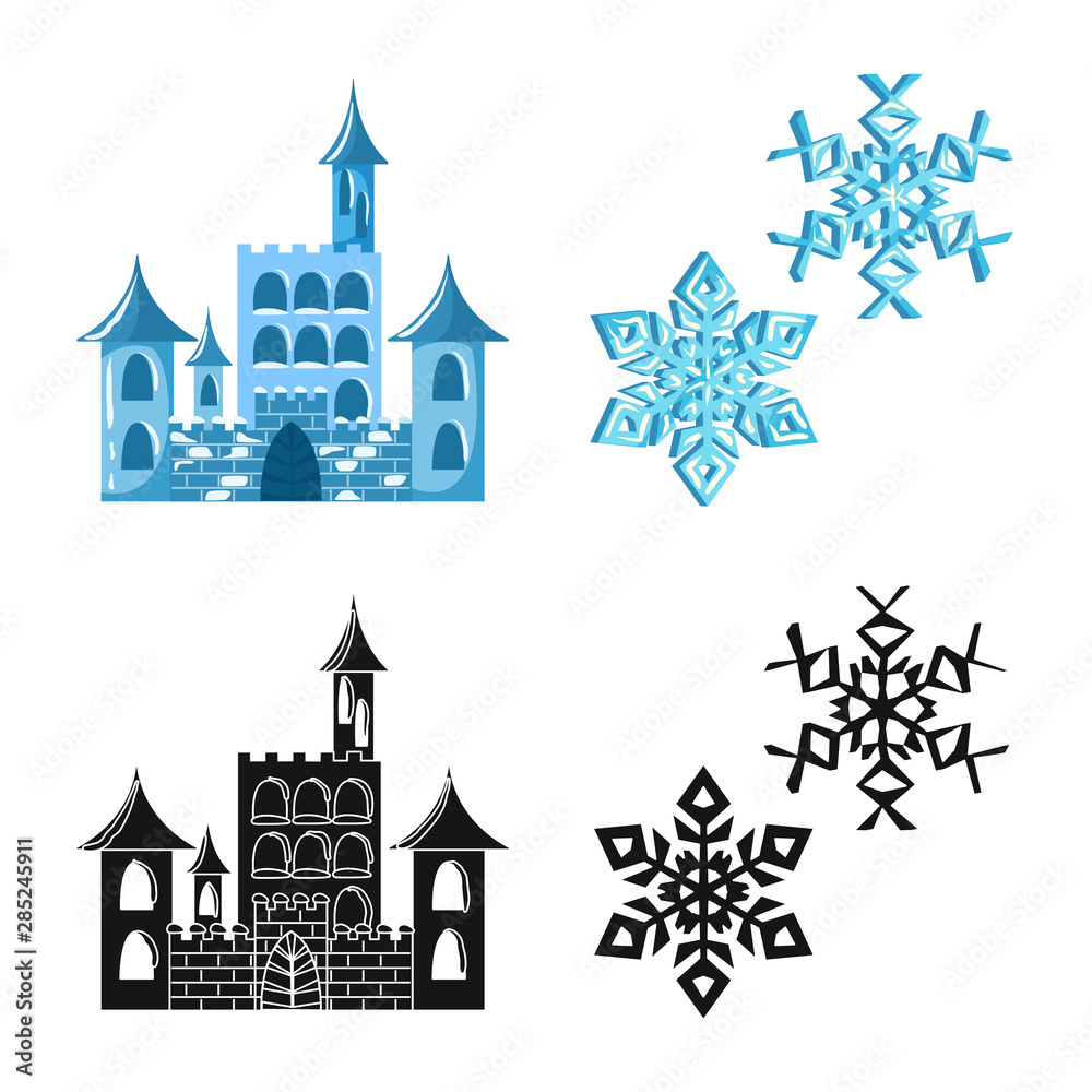 Fototapeta premium Vector illustration of texture and frozen symbol. Set of texture and transparent vector icon for stock.