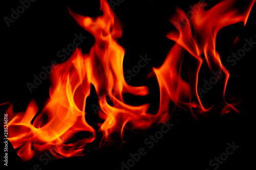 Blurred abstract blaze fire flame texture for banner background. Fire flames on black background. Fires, forest fires, distress.