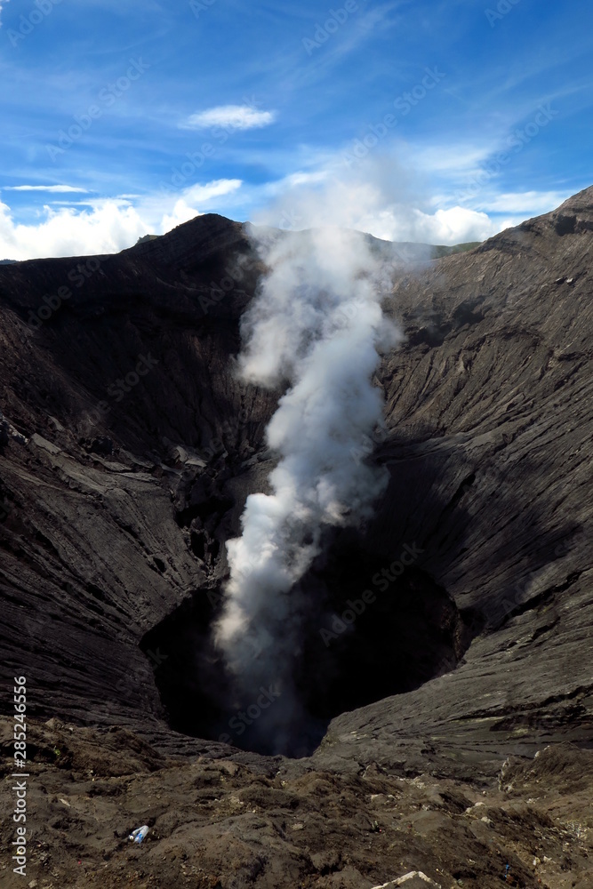 Mount Bromo, an active volcano on Java island, 
